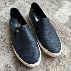 Michael Kors Dark blue Perforated Slip-On Sneakers with White Soles